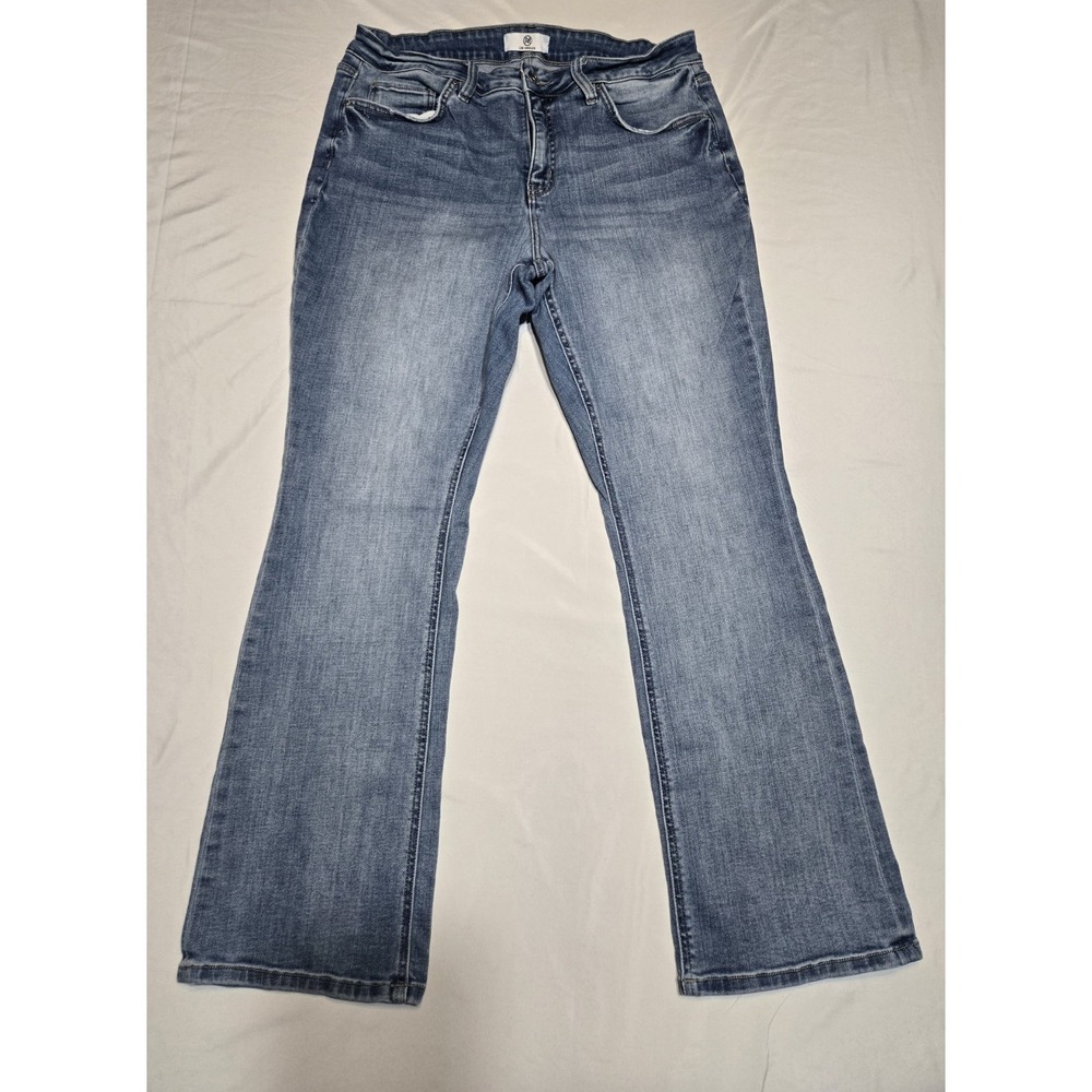 RFM Denim Bootcut Jeans Womens 16 Midrise Stretch Blue Plain 34x30 Look Good